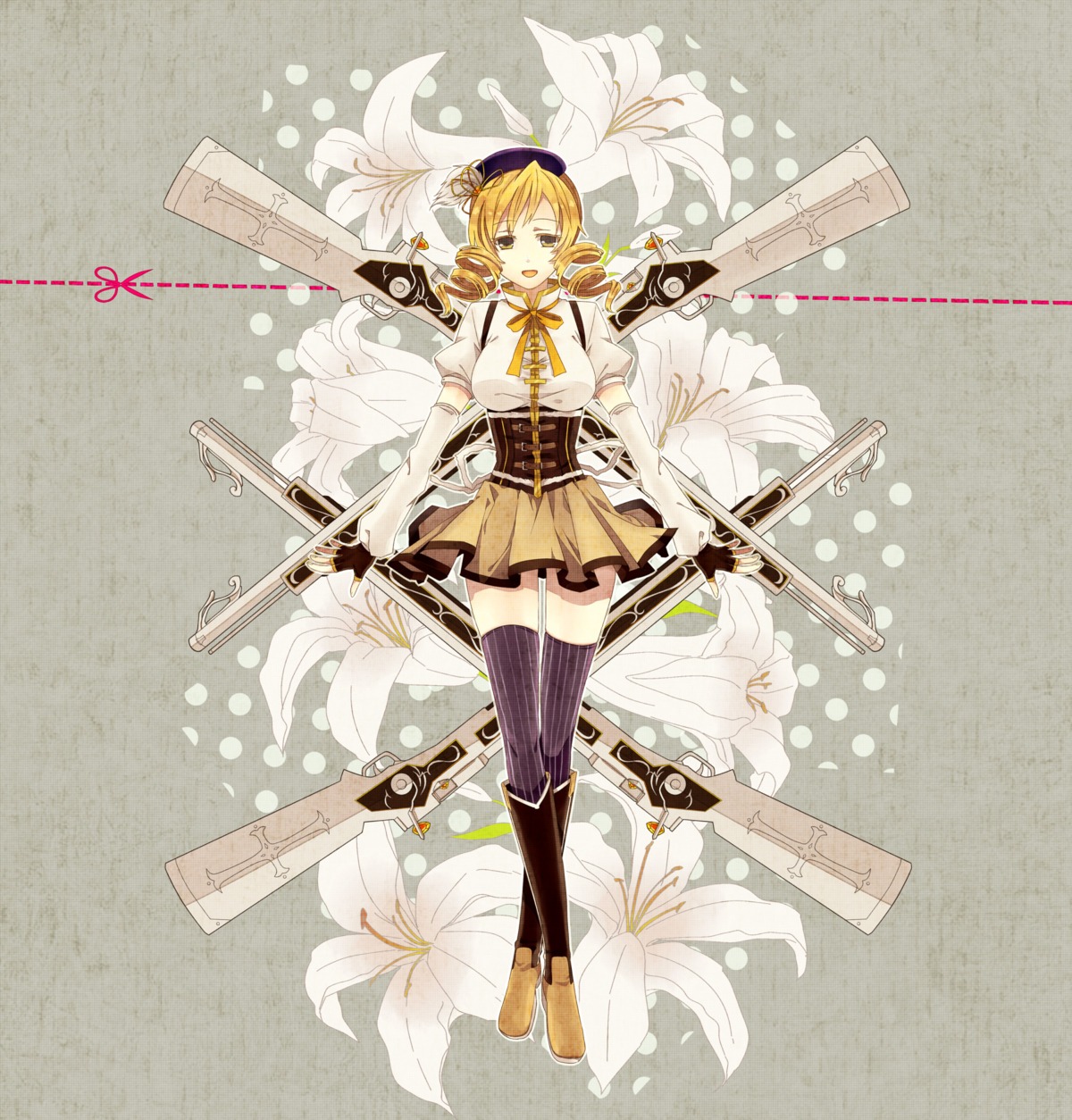 gun puella_magi_madoka_magica thighhighs tomoe_mami washi