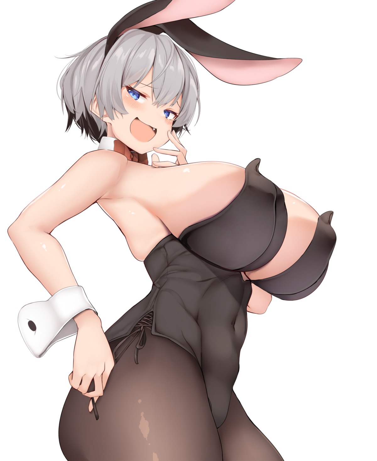 animal_ears bunny_ears bunny_girl erect_nipples karatakewari no_bra pantyhose uzaki-chan_wa_asobi_tai! uzaki_hana