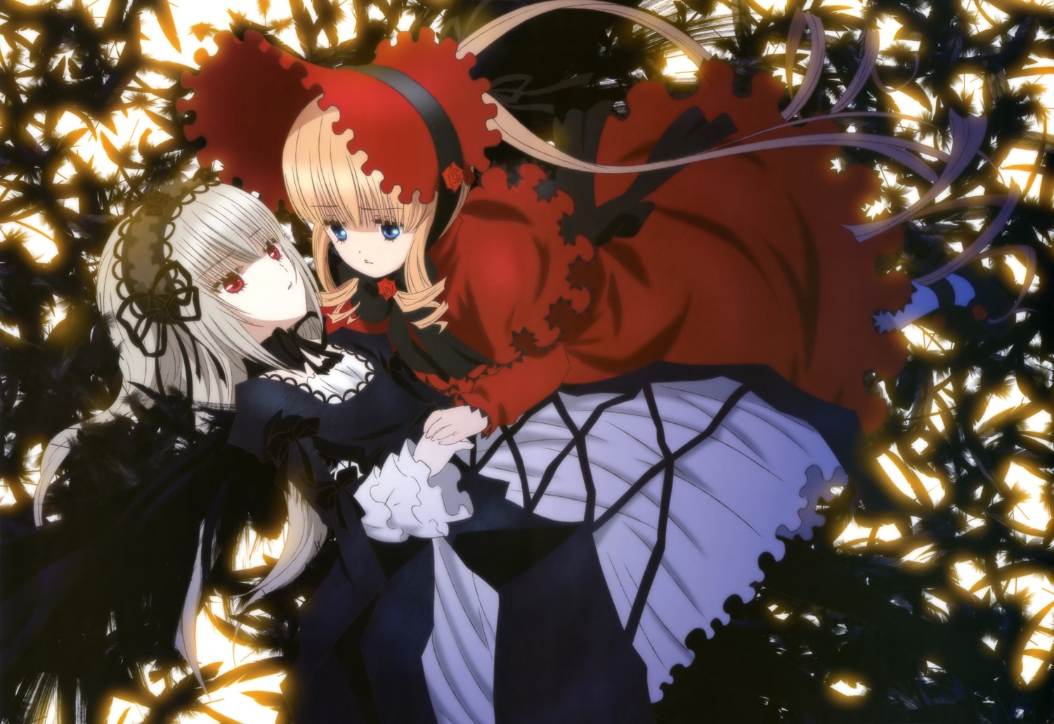 dress gothic_lolita lolita_fashion rozen_maiden sakai_kyuuta shinku suigintou wings yuri