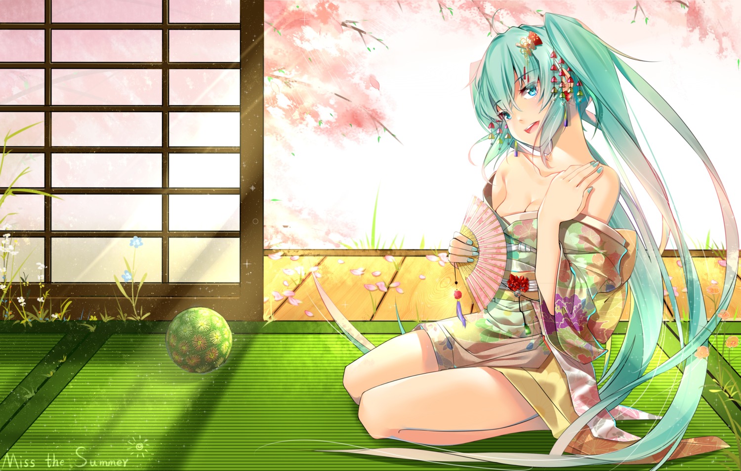 cleavage hate_ani_hikae hatsune_miku kimono open_shirt vocaloid