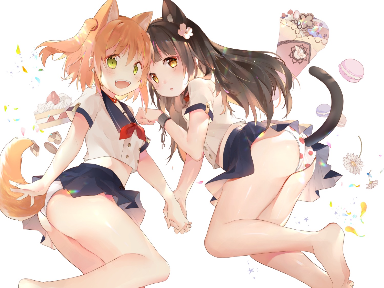 amafuyu animal_ears ass loli nekomimi pantsu seifuku tail