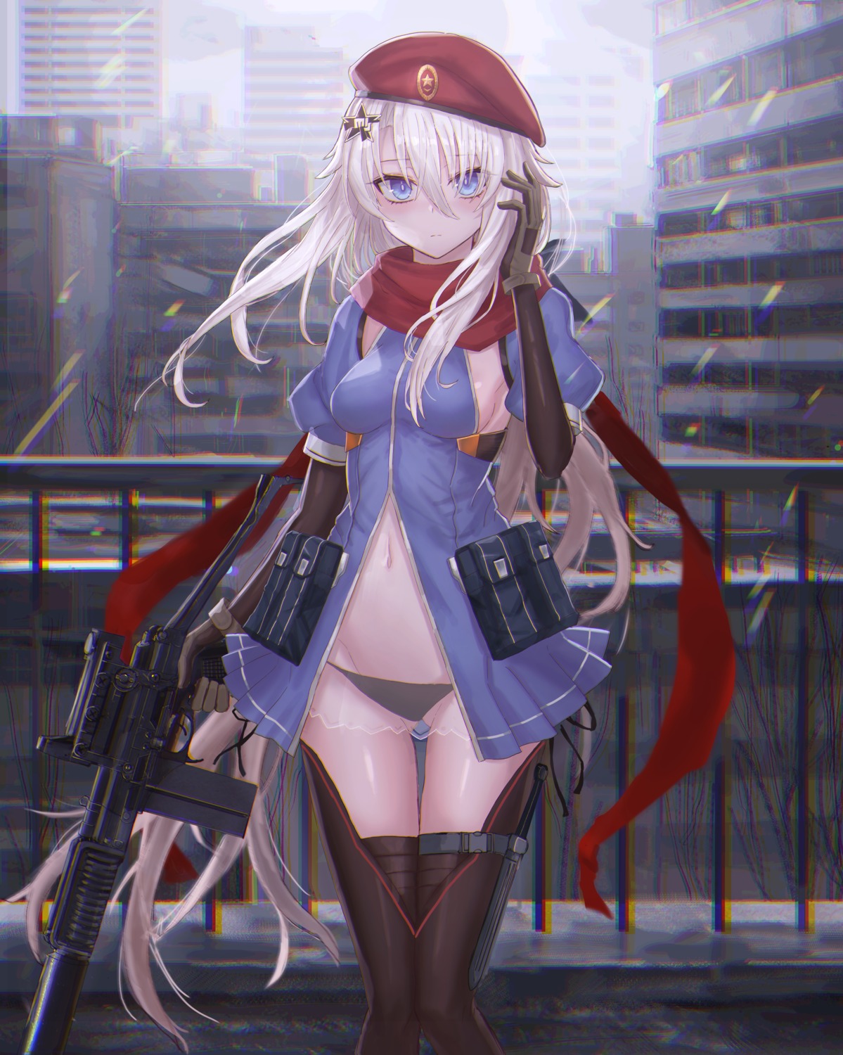 9a-91_(girls_frontline) garter girls_frontline gun lithium10mg pantsu see_through thighhighs