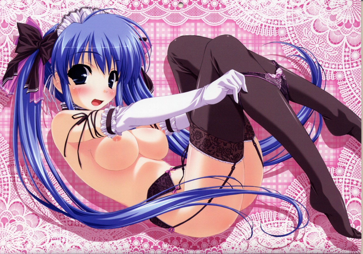 clochette garter_belt kamipani kujou_amane nipples pantsu panty_pull shintarou stockings thighhighs topless undressing