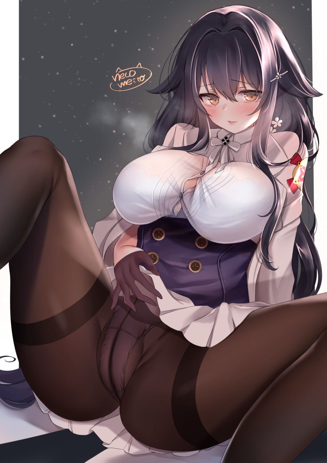 azuma_(azur_lane) azur_lane bra cameltoe neco_meito pantsu pantyhose see_through skirt_lift uniform