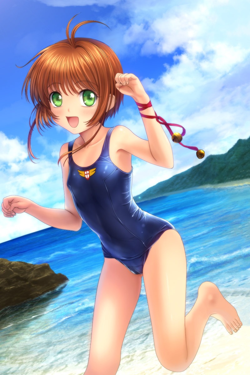 cameltoe card_captor_sakura feet jpeg_artifacts kinomoto_sakura moonknives school_swimsuit swimsuits