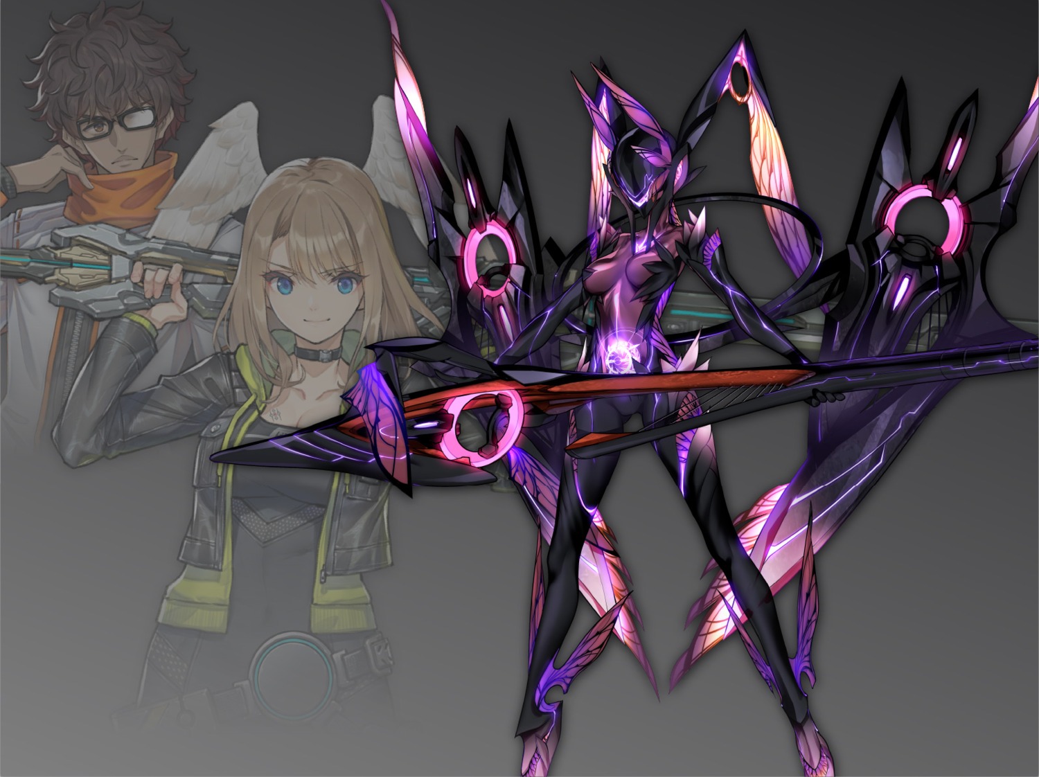 bodysuit choco eunie megane monolith_soft nintendo ouroboros_(xenoblade_3) saitom taion tattoo weapon xenoblade_(series) xenoblade_3