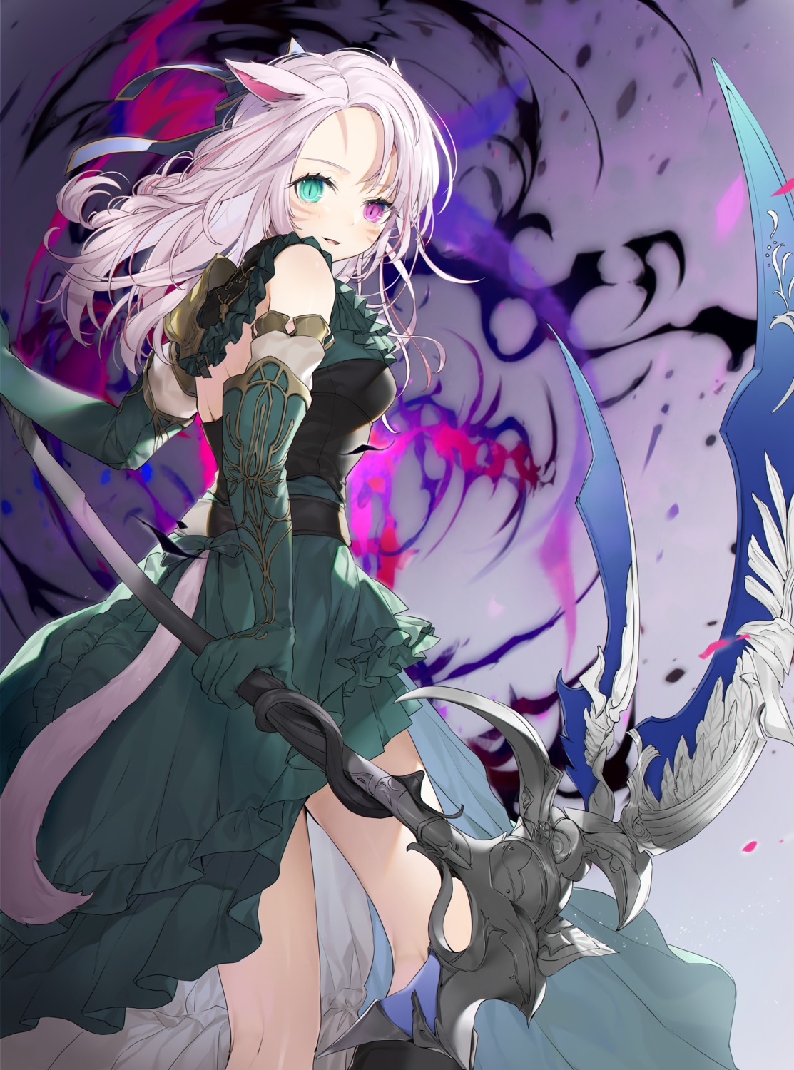 animal_ears dress heterochromia weapon yana_mori