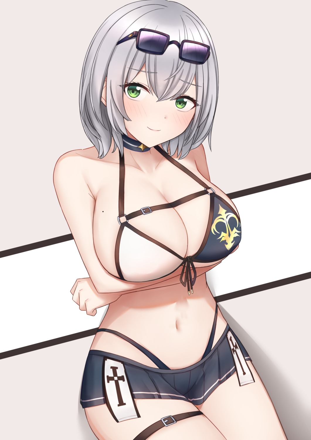 bikini breast_hold garter hololive kenken_(keuken) megane shirogane_noel swimsuits