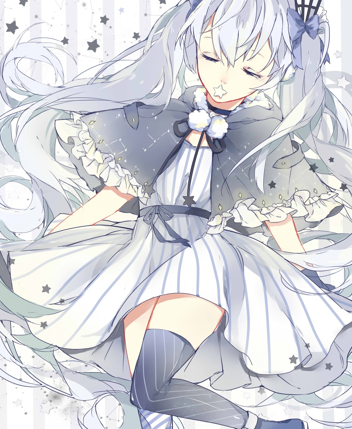 dress fuyu_no_yoru_miku hatsune_miku miyuki_(miyuki0529) thighhighs vocaloid