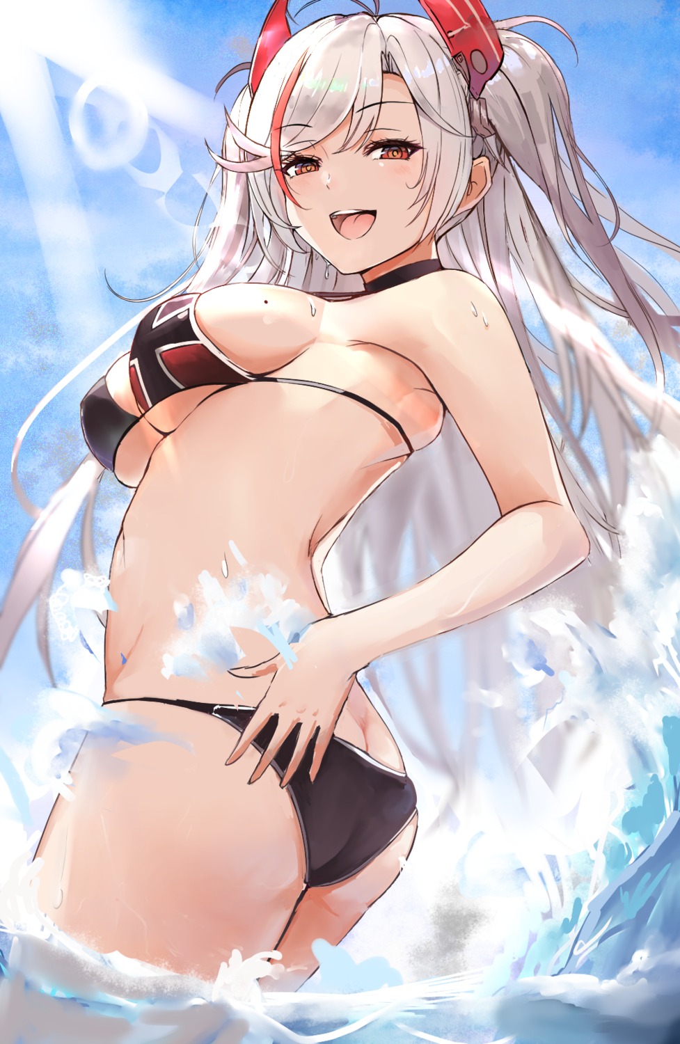 ass azur_lane bikini liaowen prinz_eugen_(azur_lane) swimsuits wet