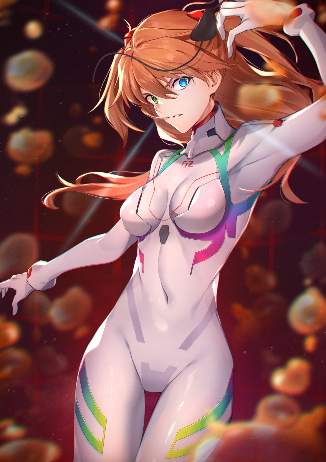 bodysuit eyepatch heterochromia neon_genesis_evangelion souryuu_asuka_langley tapioka_(oekakitapioka)