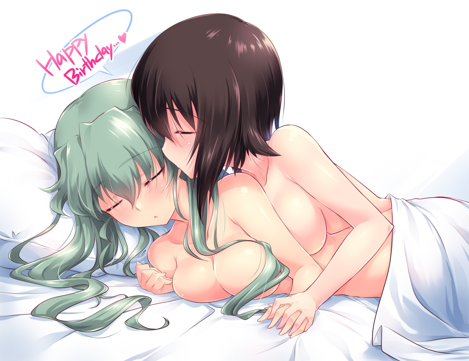 anchovy girls_und_panzer nishizumi_maho quzken sheets topless yuri