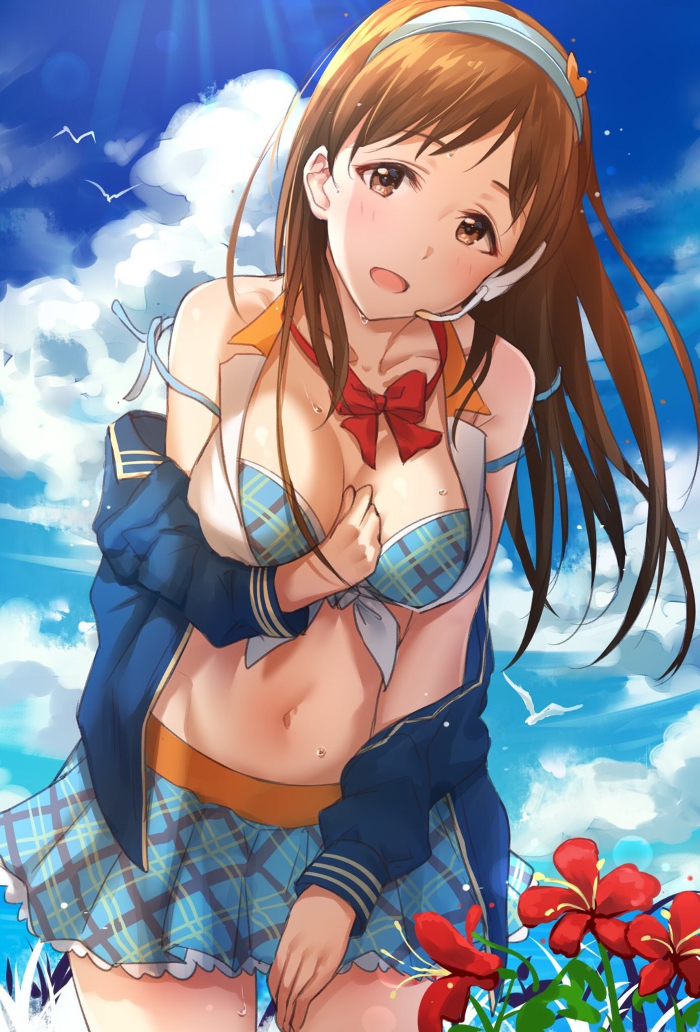 bikini cleavage nitta_minami open_shirt swimsuits takeya_y0615 the_idolm@ster the_idolm@ster_cinderella_girls