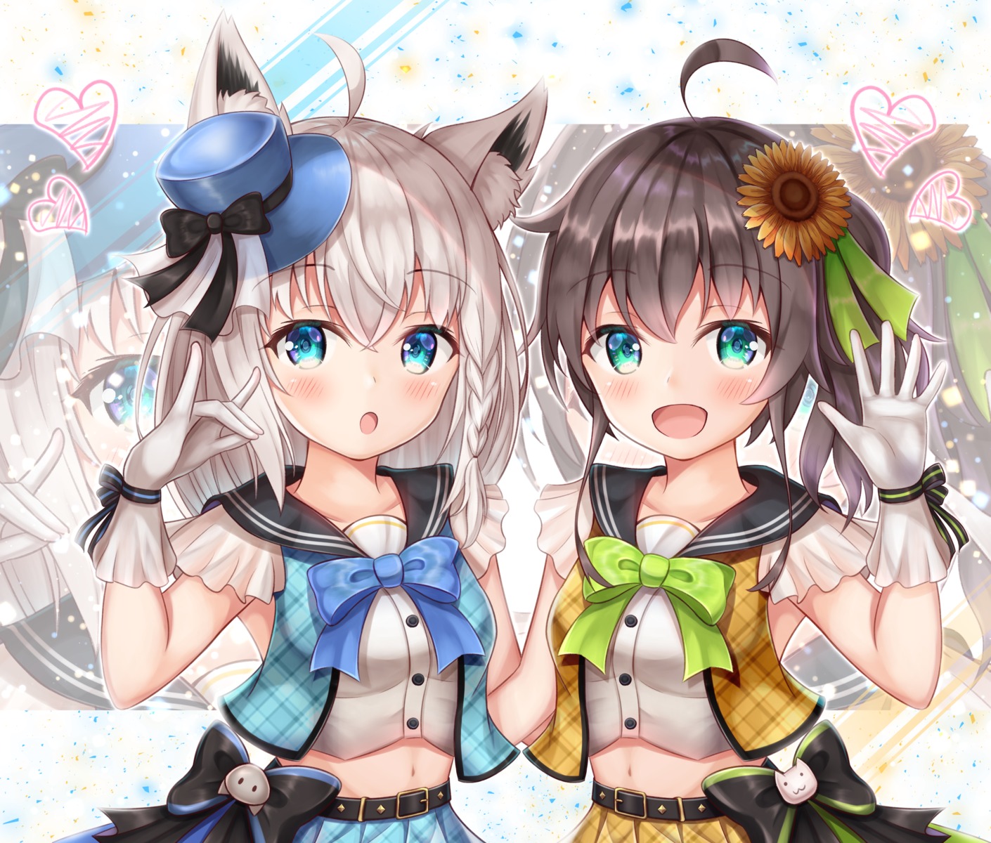 animal_ears hololive hololive_gamers kitsune namekuji_ojiichan natsuiro_matsuri shirakami_fubuki