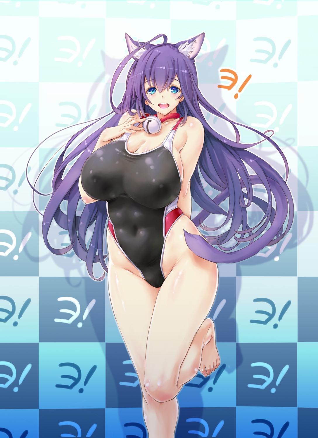 animal_ears asobi_ni_iku_yo! cleavage erect_nipples kuune ore_p_1gou swimsuits