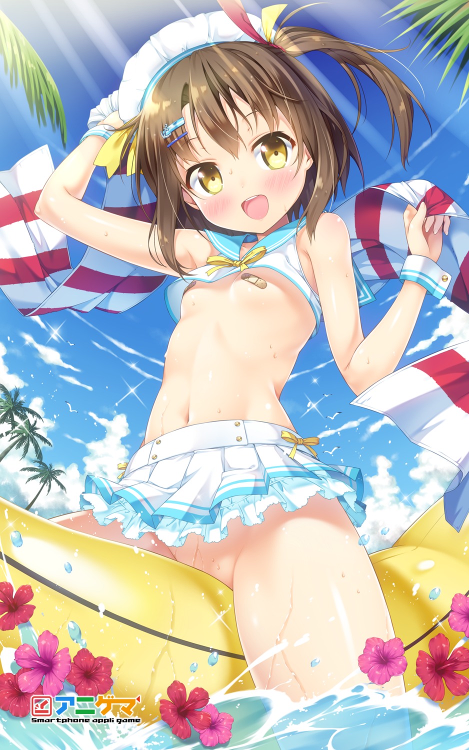 appli-chan bandaid breasts kazuma_(kazumav) loli no_bra nopan pasties seifuku wet