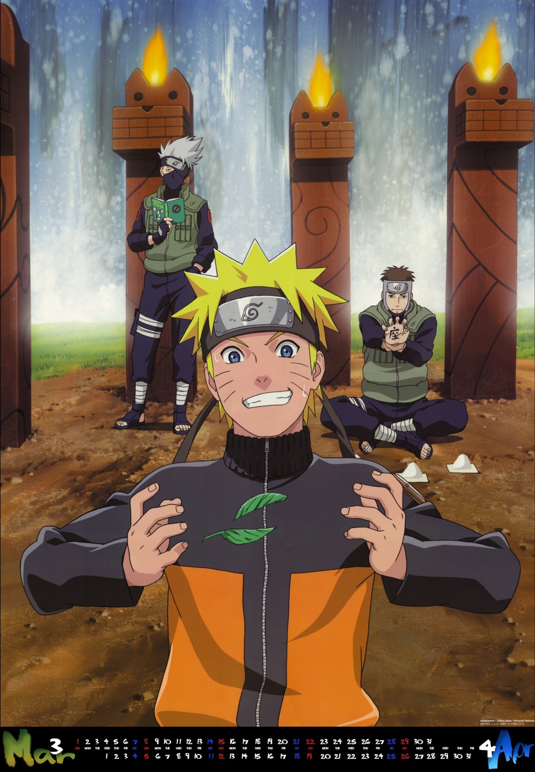 calendar hatake_kakashi male nakata_hiroyuki naruto naruto_shippuden satou_taeko uzumaki_naruto yamato_(naruto)