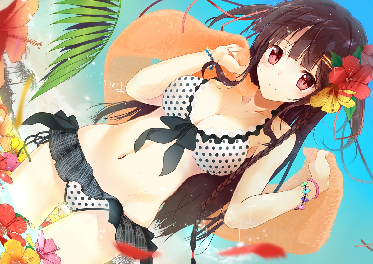 bikini cleavage machimura_komori swimsuits