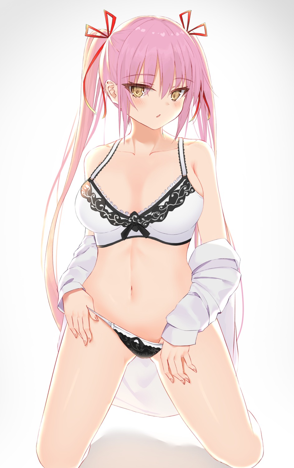 bra cleavage nolt open_shirt pantsu panty_pull undressing