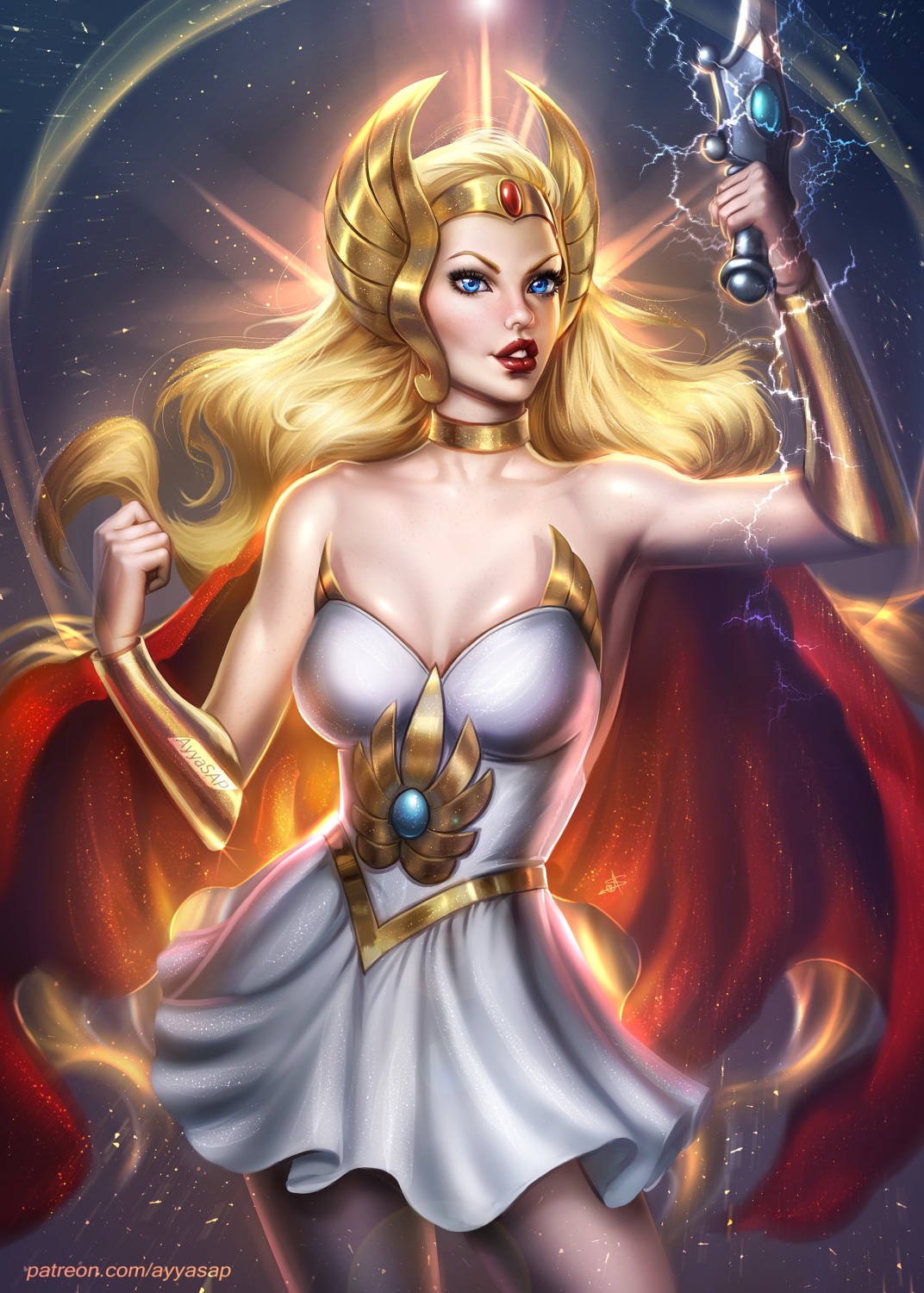 ayyasap cleavage dress no_bra she-ra she-ra_and_the_princesses_of_power sword