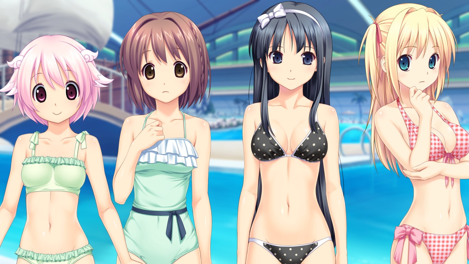 bikini cleavage fukami_nagisa game_cg kagurazaka_namine kitami_minamo koutaro swimsuits takara_ichiko tropical_vacation twinkle