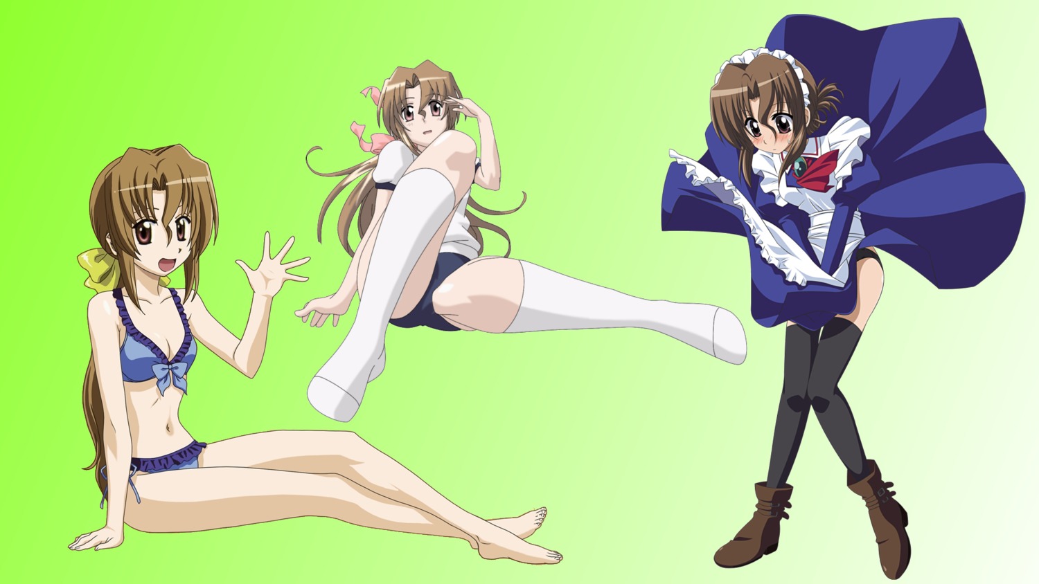 bikini gym_uniform hayate_no_gotoku maid maria pantsu skirt_lift swimsuits thighhighs wallpaper