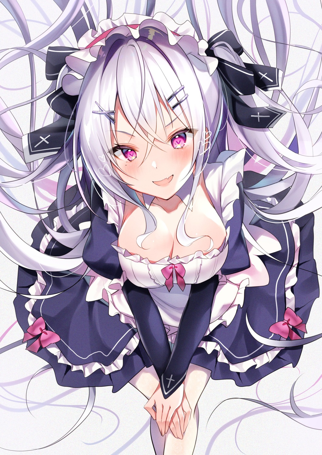 cleavage maid nenobi_(nenorium) skirt_lift