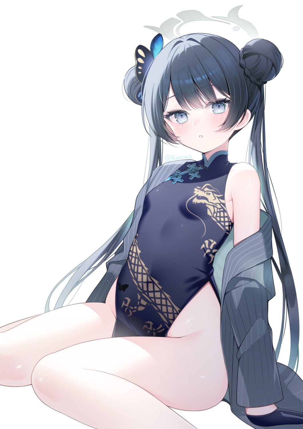 blue_archive chinadress halo ice_(ice) loli nopan ryuuge_kisaki