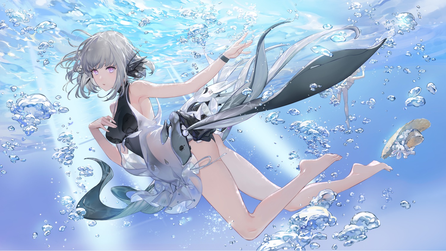 ass noir_(ibaraki) punishing:_gray_raven see_through skirt_lift swimsuits