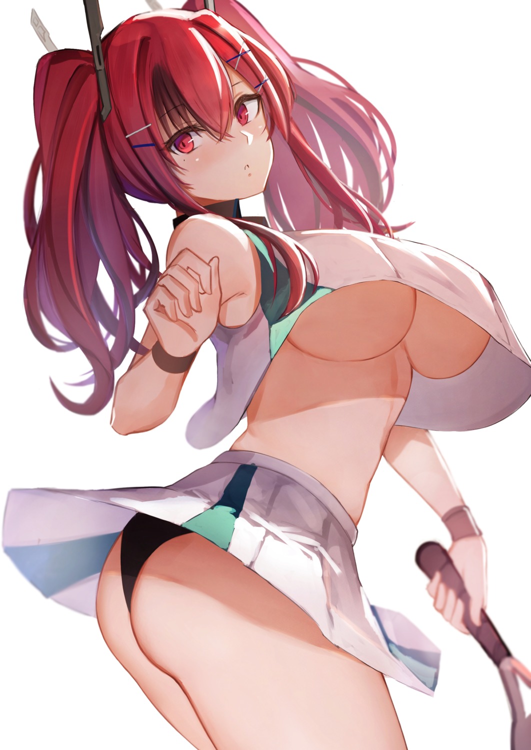 azur_lane bremerton_(azur_lane) no_bra pantsu pnatsu shirt_lift skirt_lift thong underboob