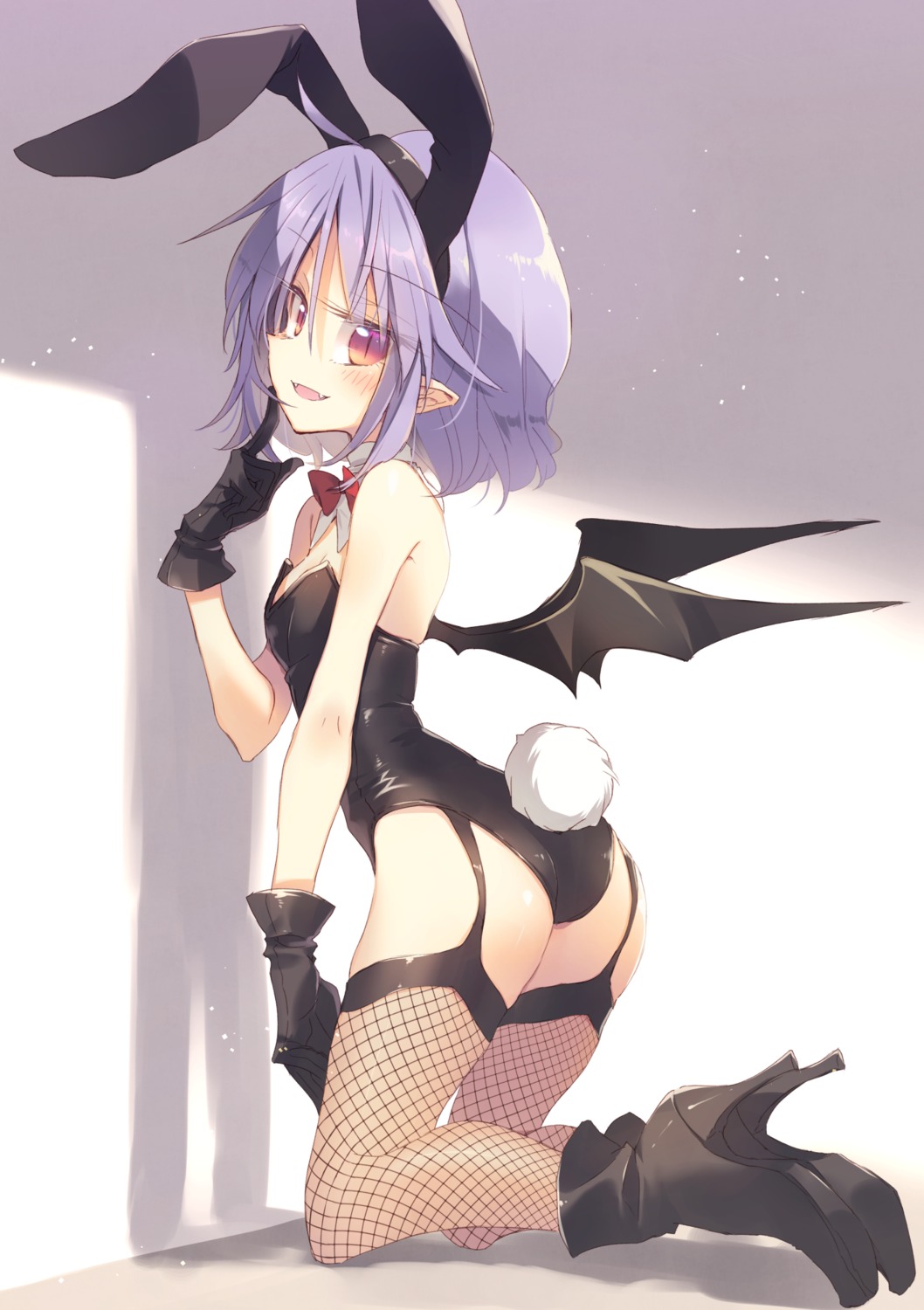 animal_ears ass bunny_ears bunny_girl fishnets heels pointy_ears remilia_scarlet satou_kibi stockings tail thighhighs touhou wings