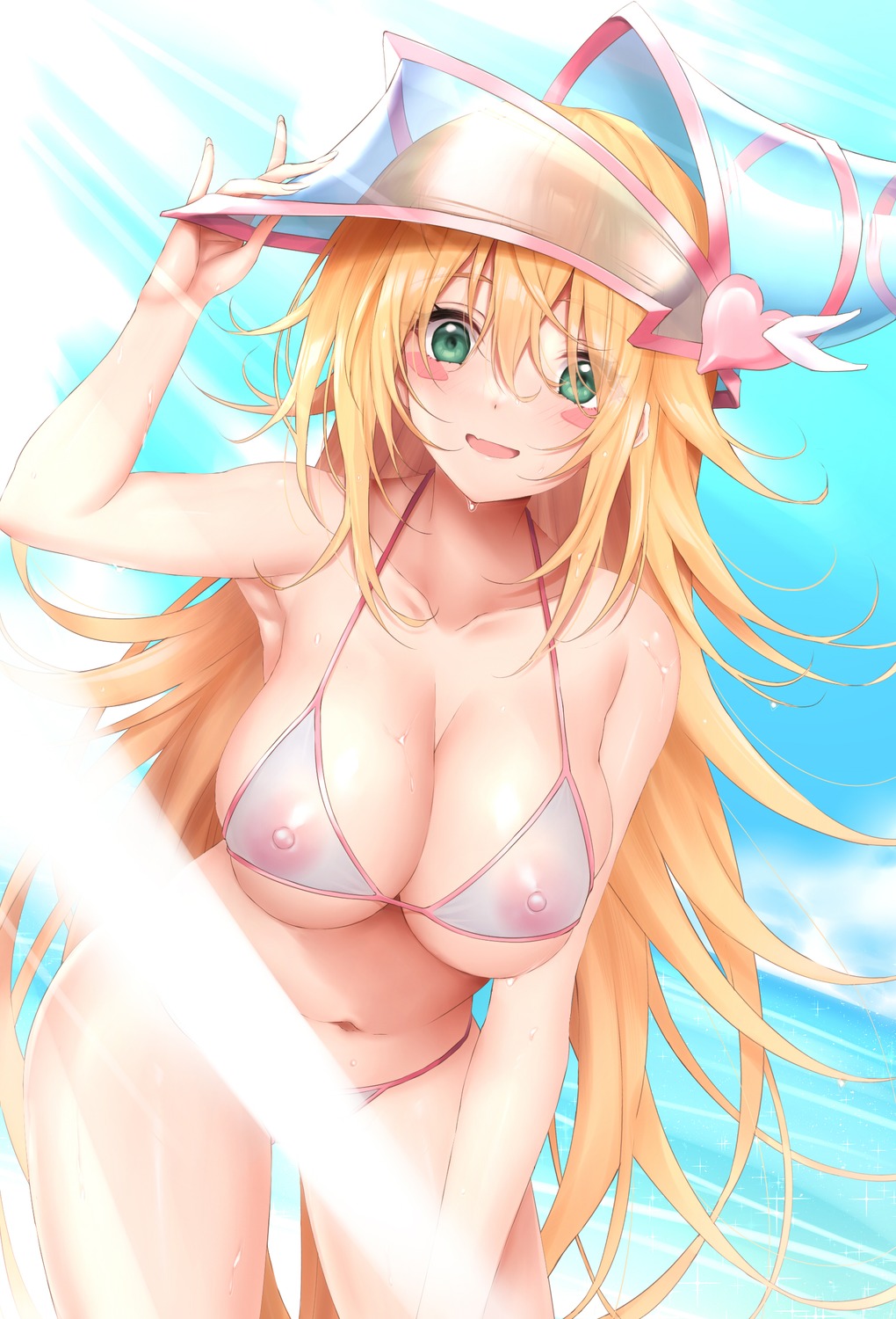 bikini censored dark_magician_girl karucho nipples see_through swimsuits yugioh