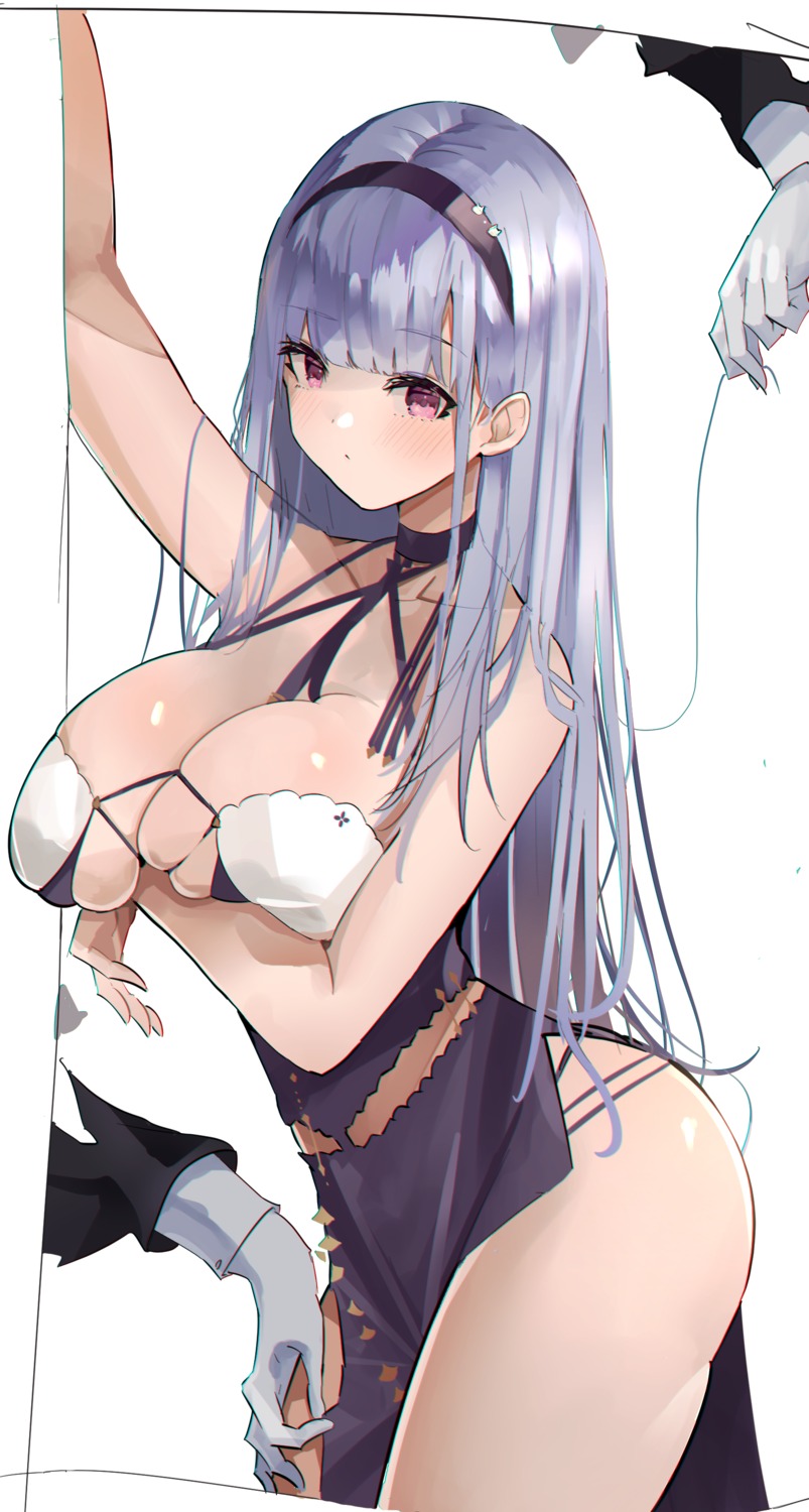 azur_lane breast_hold chinadress dido_(azur_lane) ekaki_no_mime no_bra