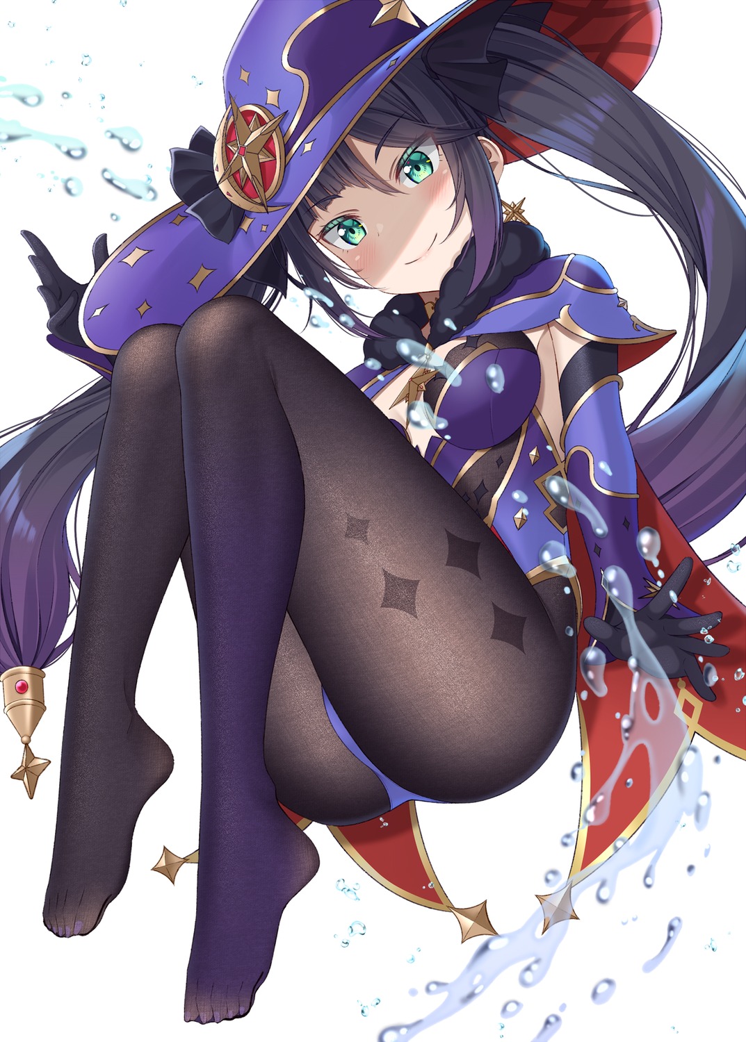 feet genshin_impact gurande leotard mona_megistus pantyhose witch