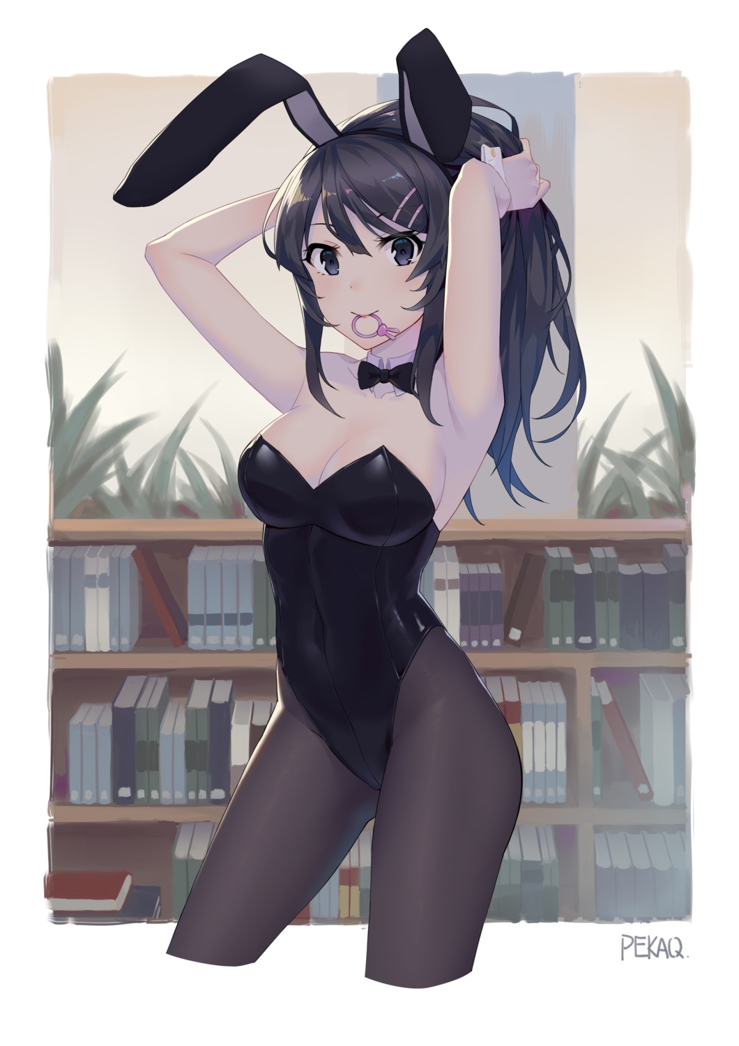 animal_ears bunny_ears bunny_girl cleavage pantyhose qiu_jing_bing sakurajima_mai seishun_buta_yarou