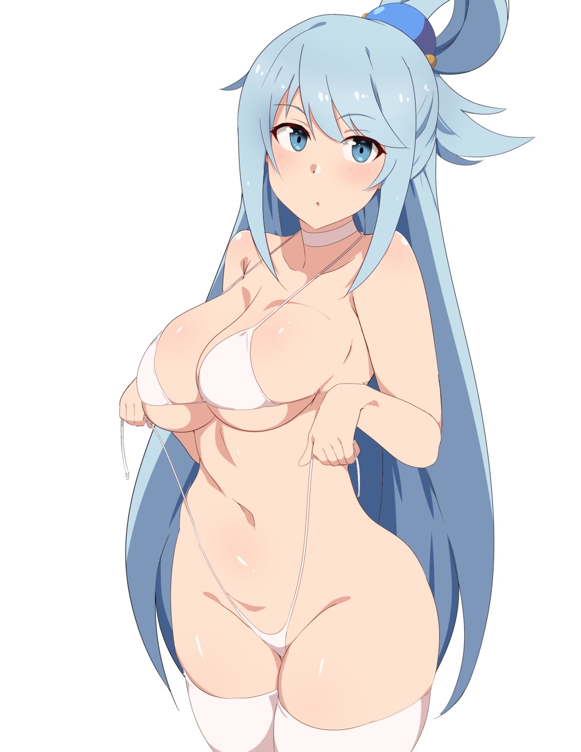 aqua_(kono_subarashii_sekai_ni_shukufuku_wo!) bikini kono_subarashii_sekai_ni_shukufuku_wo! seihekiog swimsuits thighhighs undressing