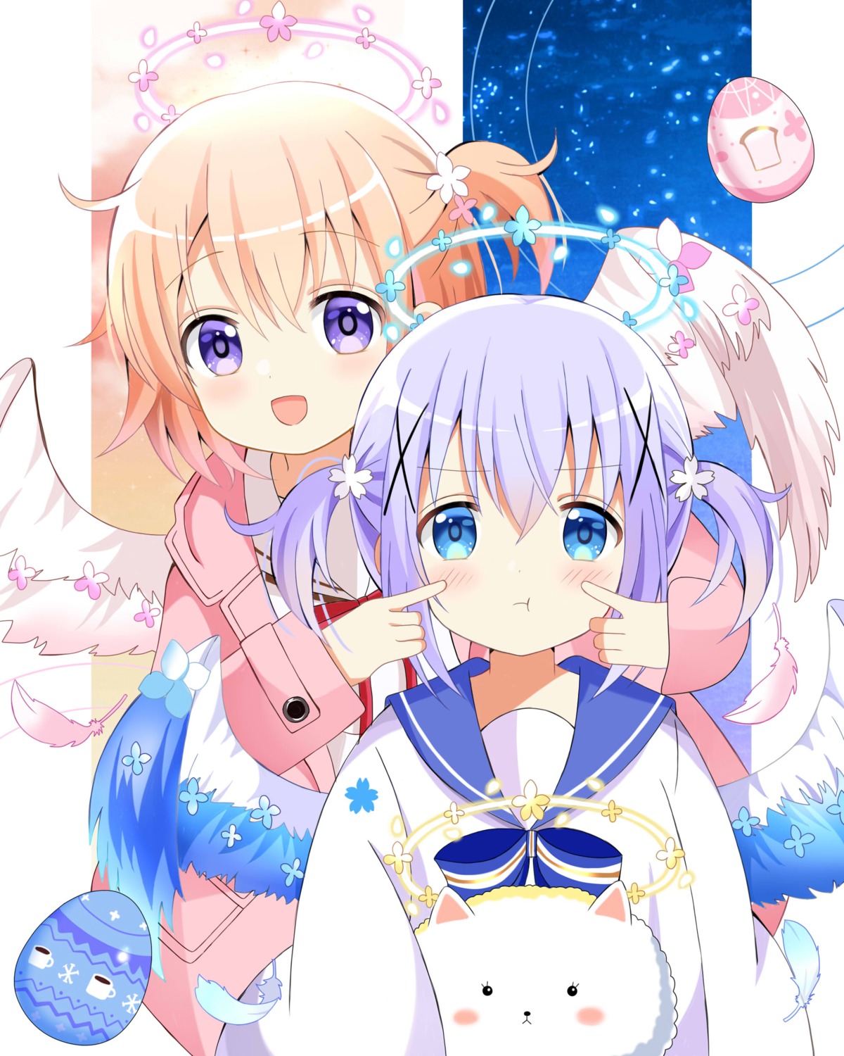 angel gochuumon_wa_usagi_desu_ka? hoto_cocoa kafuu_chino ryoutan seifuku sweater tippy_(gochuumon_wa_usagi_desu_ka?) wings