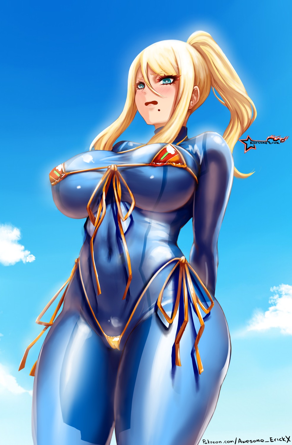 awesomeerix bikini bodysuit cameltoe metroid samus_aran swimsuits