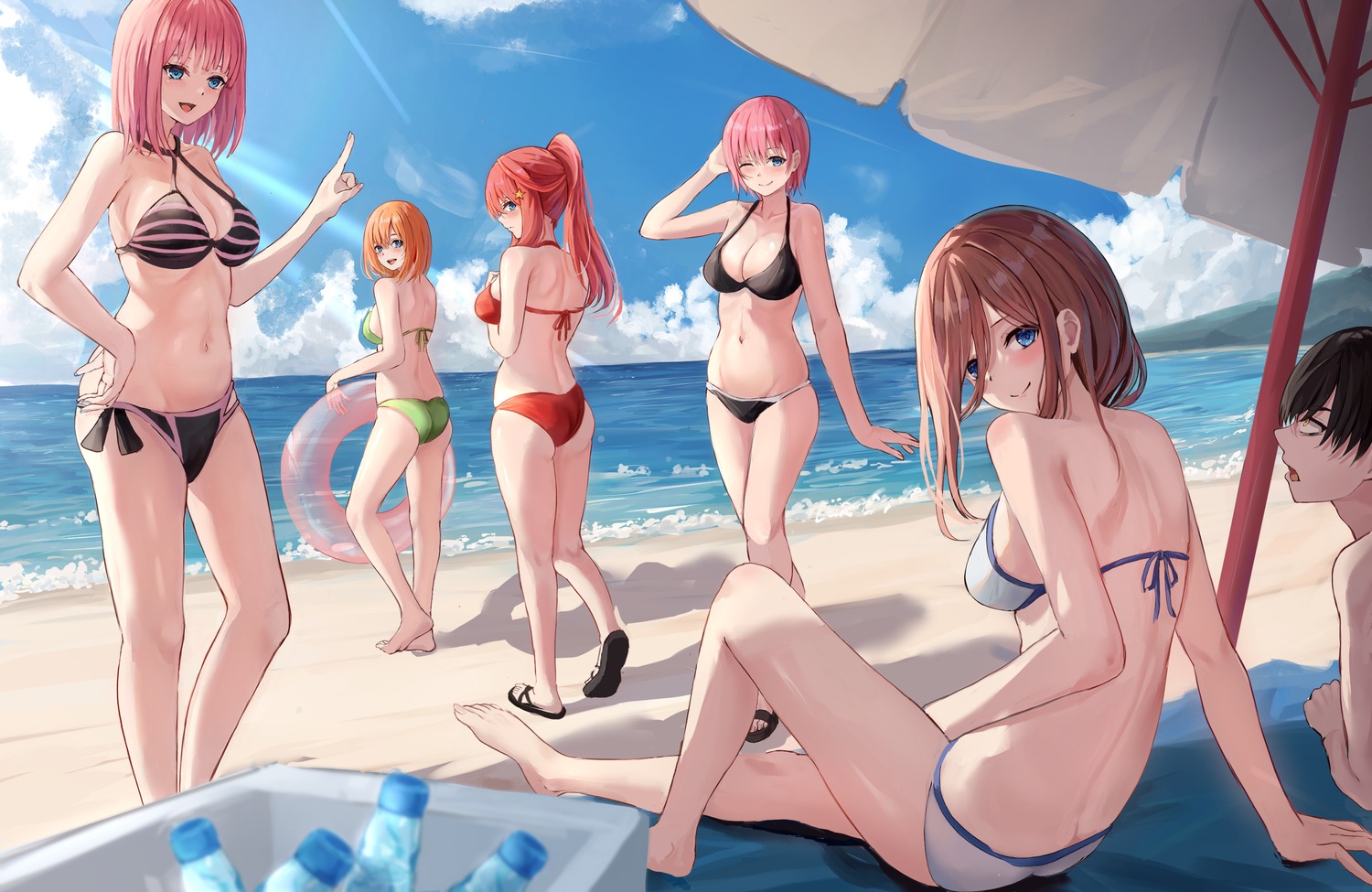 5-toubun_no_hanayome ass bikini cleavage nakano_ichika nakano_itsuki nakano_miku nakano_nino nakano_yotsuba raikun_raikun swimsuits thong uesugi_fuutarou