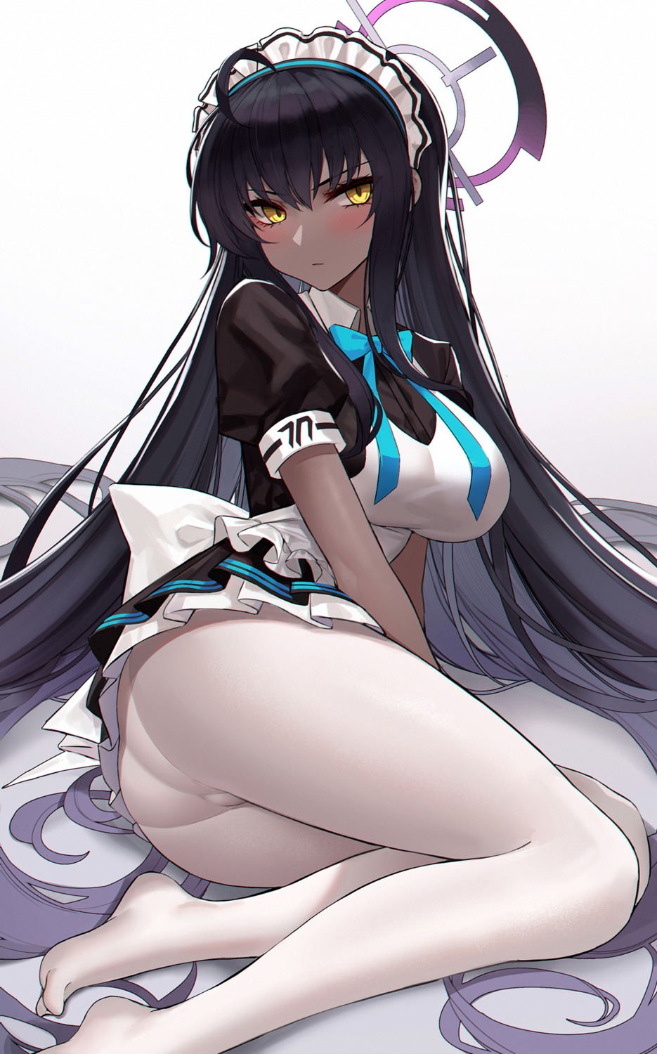 ass blue_archive eternity_(shadeh) halo kakudate_karin maid pantsu pantyhose skirt_lift