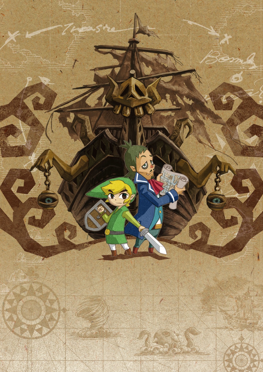 ghost_ship linebeck link male nintendo pointy_ears sword the_legend_of_zelda the_legend_of_zelda:_phantom_hourglass