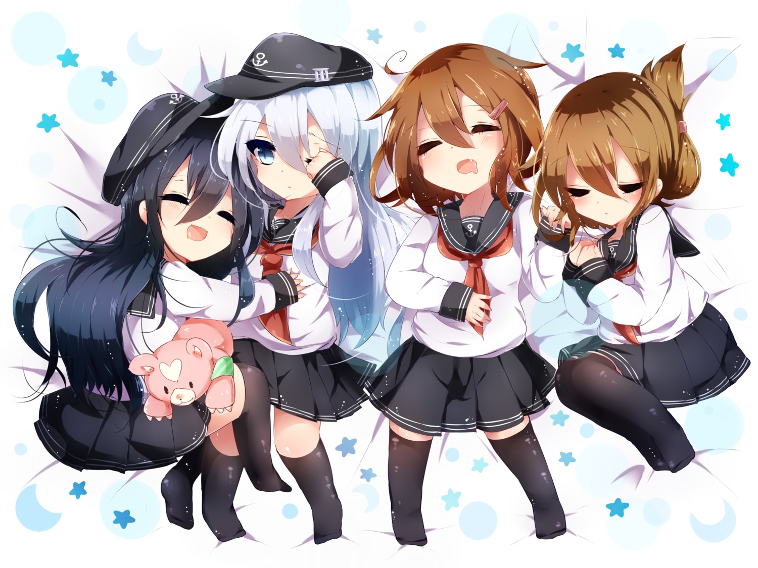 akatsuki_(kancolle) hibiki_(kancolle) ikazuchi_(kancolle) inazuma_(kancolle) kaenuco kantai_collection seifuku thighhighs