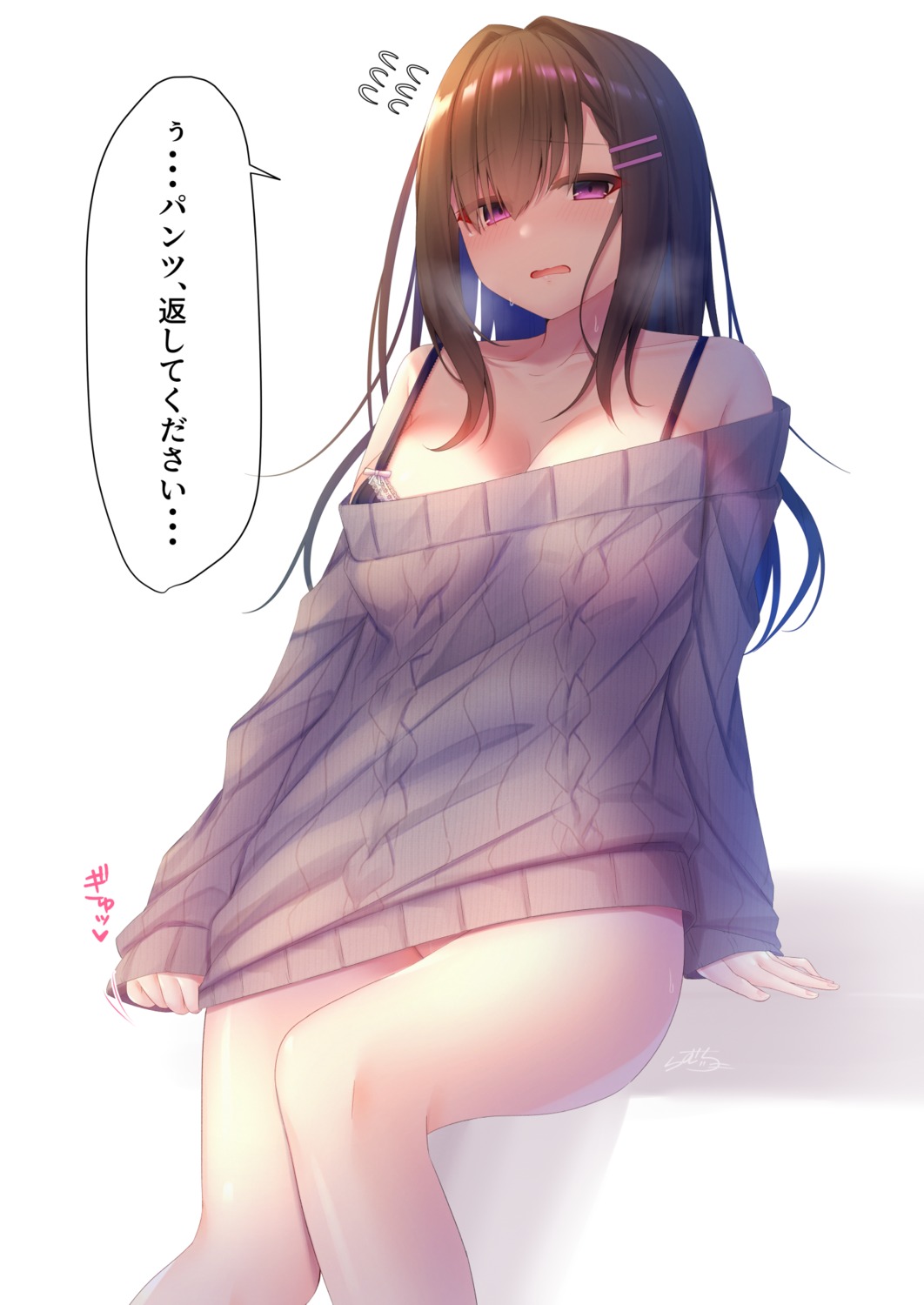 bottomless bra chapatsu-chan_(ramchi) megane ramchi sweater