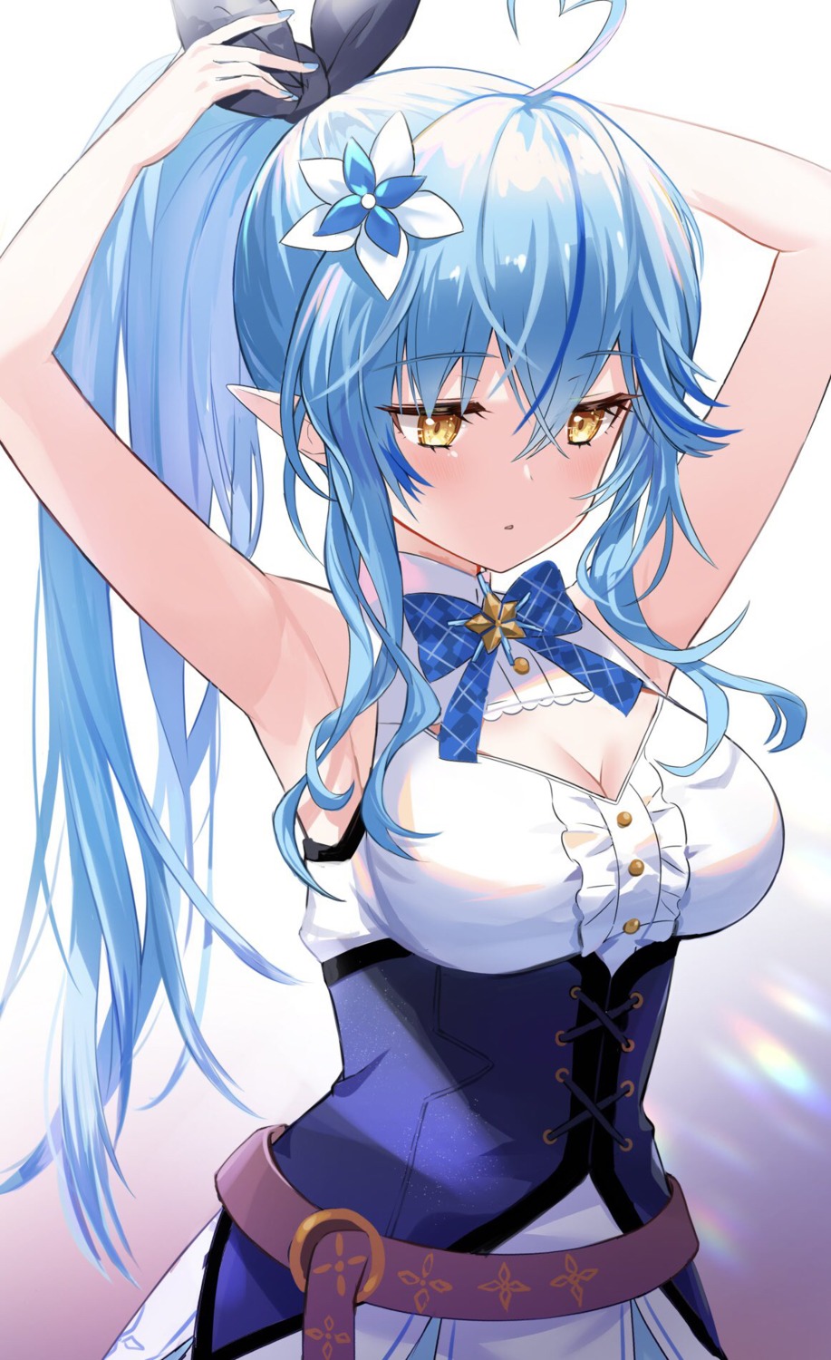 cleavage elf hololive kiki-yu pointy_ears yukihana_lamy