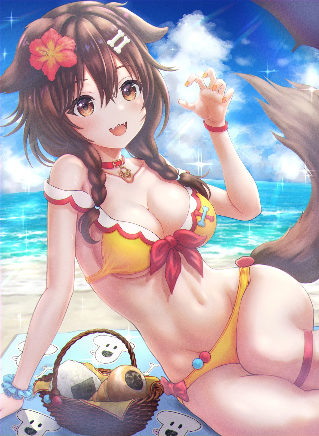 animal_ears bikini hololive hololive_gamers inugami_korone inumimi swimsuits tail wajuniorbox