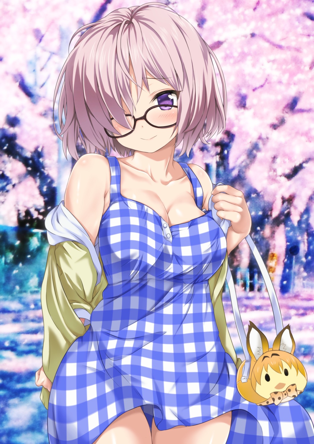 cleavage dress fate/grand_order mash_kyrielight megane nijimotohiro_k