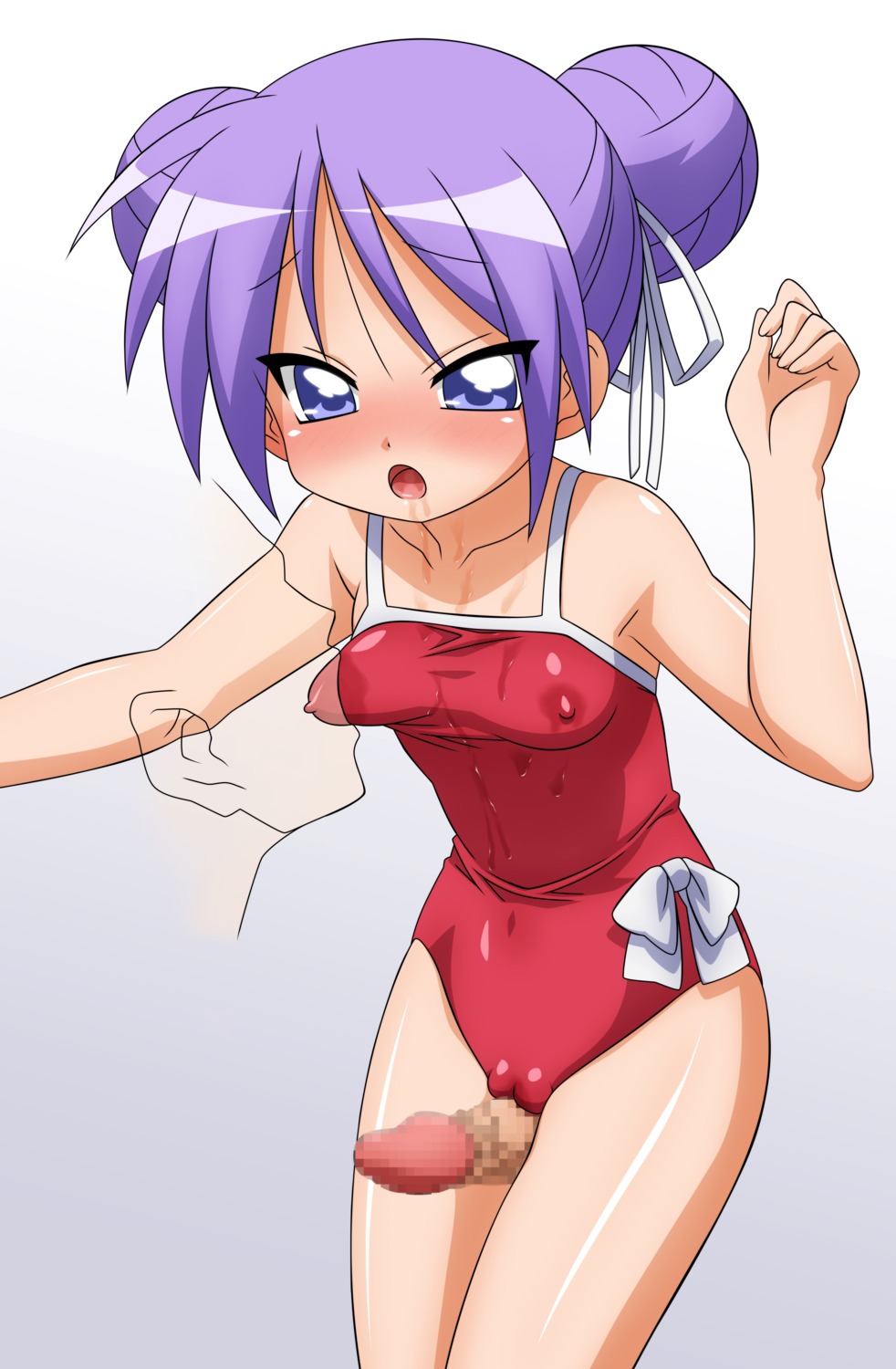 breast_grab erect_nipples hiiragi_kagami lucky_star over_drive penis swimsuits wave_ride