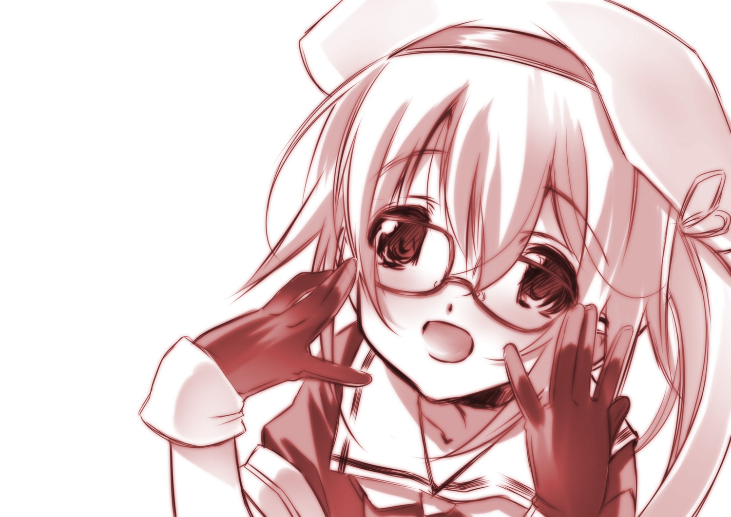 harusame_(kancolle) kantai_collection megane monochrome seifuku senomoto_hisashi