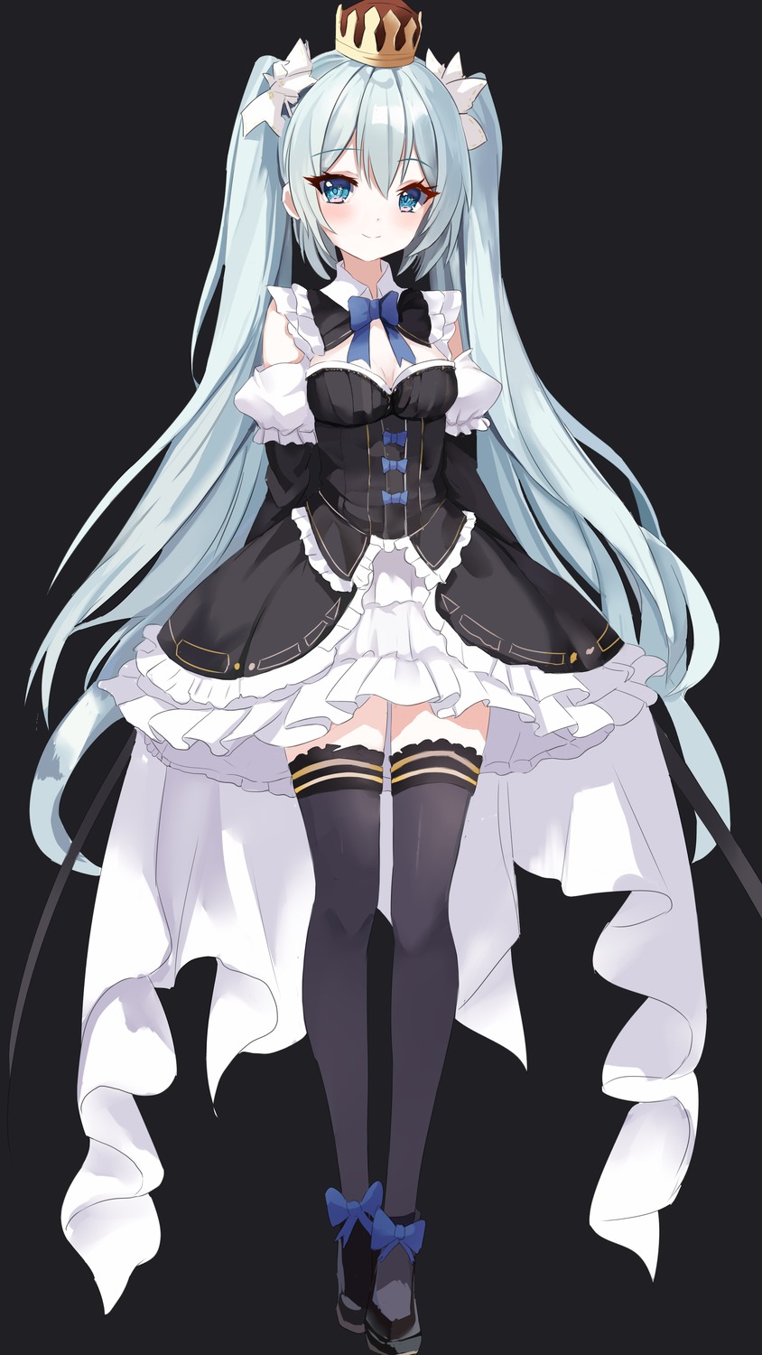 hatsune_miku lolita_fashion no_bra tagme thighhighs vocaloid