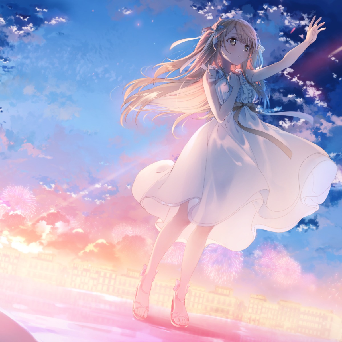 a20_(atsumaru) dress see_through skirt_lift summer_dress